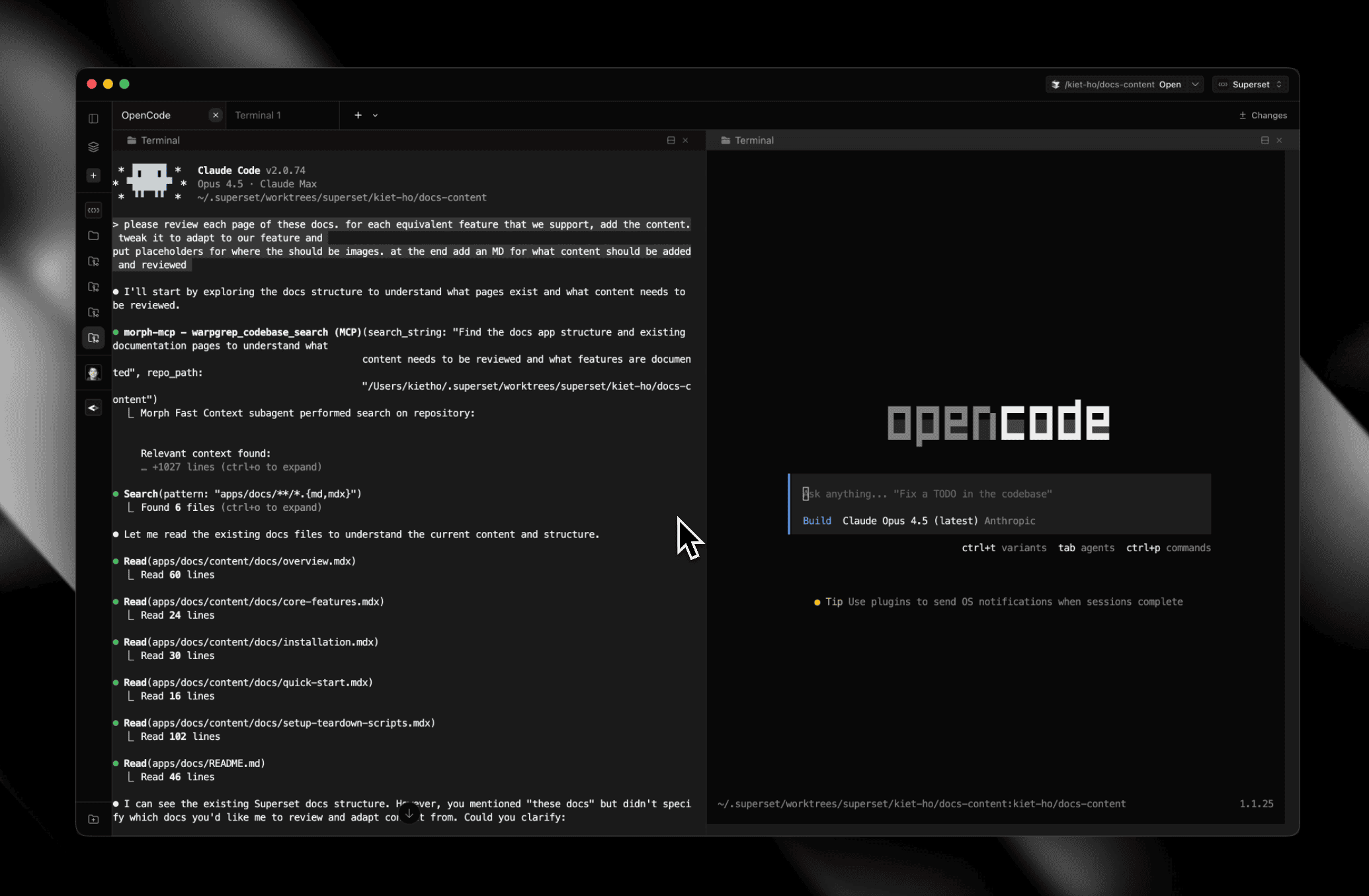 Agents working in parallel workspaces
